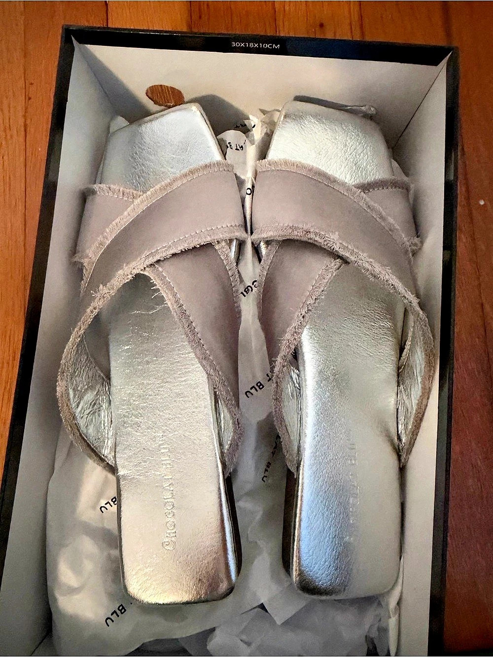 Chocolat Blu Asha Strappy Silver Sandals US 6.5
